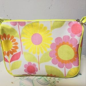 Liz Claiborne Floral Cosmetic Bag ~ Yellow/white/pink/green